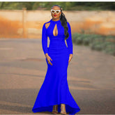 Vestido africano de cola de pez con cintura alta